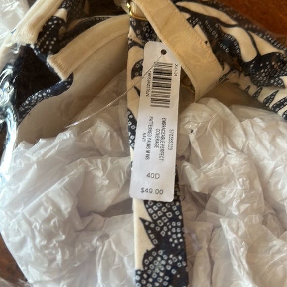 Soma Embraceable Full Coverage Bra Size 40D Patterned Palms Navy - Picture 4 of 4